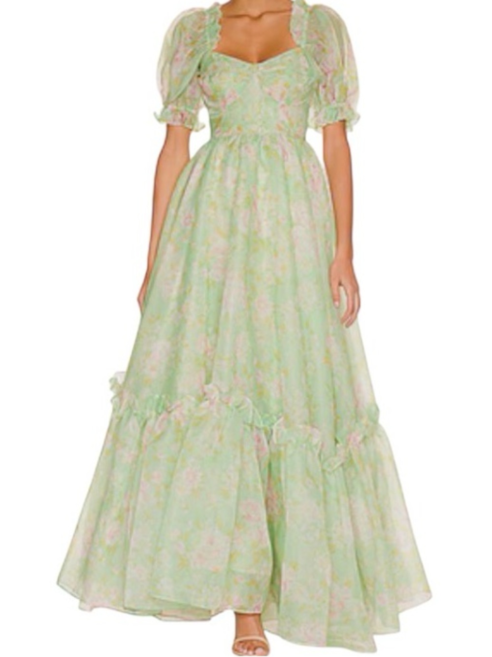 SELKIE THE RITZ DRESS LIGHT GREEN FLORAL SIZE L